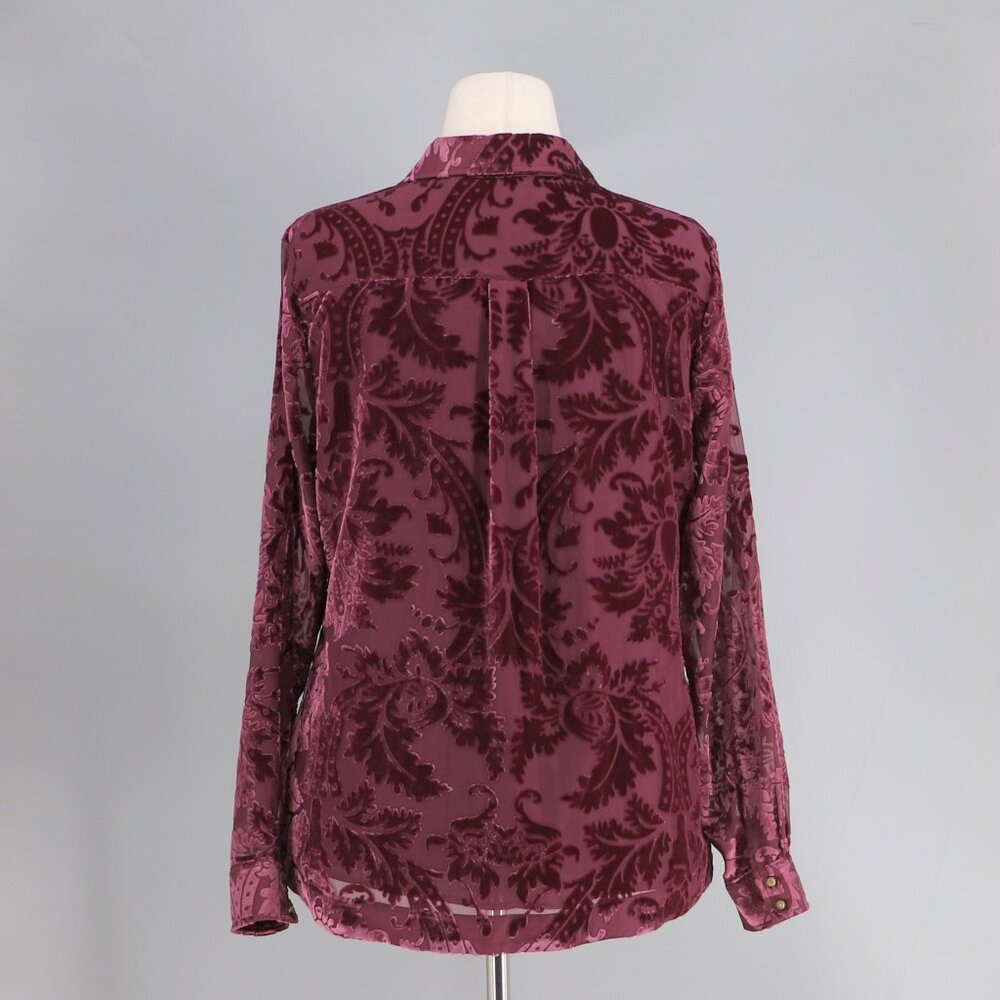 NWT SOFT SURROUNDINGS Floreat Velvet Shirt Purple Wine Size L - Picture 5 of 10